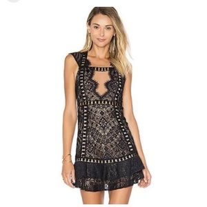 For Love and Lemons Black Lace Mini Dress